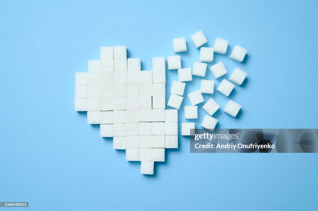 Sugar cubes in heart shape