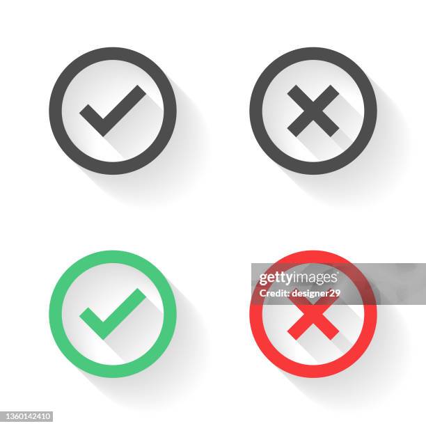 ilustrações de stock, clip art, desenhos animados e ícones de check mark icon set vector design. - letra x