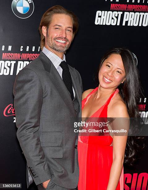 Actor Josh Holloway and wife Yessica Kumala attend the "Mission: Impossible - Ghost Protocol" U.S. Premiere at the Ziegfeld Theatre on December 19,...