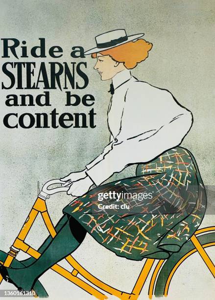 ilustrações de stock, clip art, desenhos animados e ícones de woman riding a bicycle - bicicleta vintage