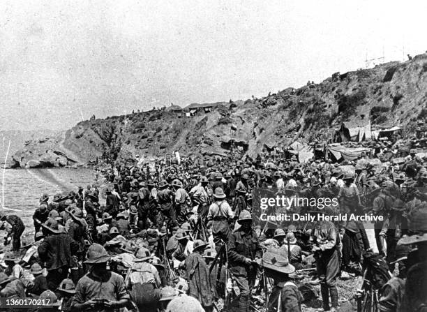 Troops landing on Suvla Bay, Gallipoli peninsula. Troops landing on Suvla Bay, Gallipoli peninsula, February 1915. Gallipoli was the major Allied...