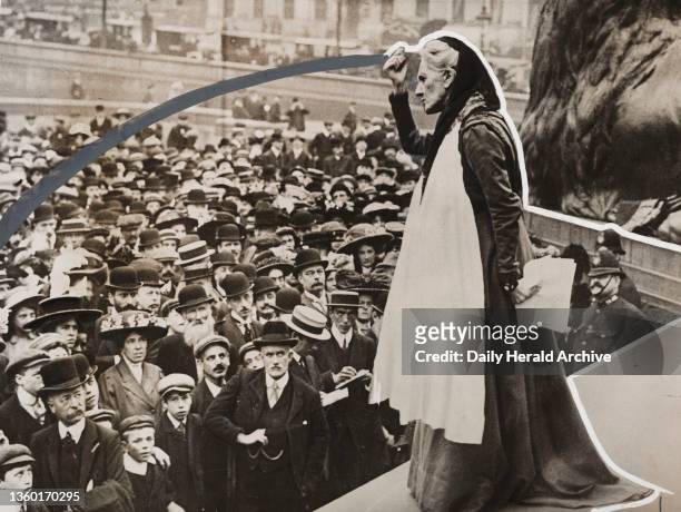 Charlotte Despard speaking at Trafalgar Square, London, circa 1910s. Gelatin silver print. ‘Mrs C Despard, the Suffragette, speaking at Trafalgar...