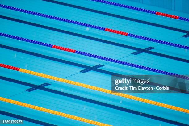 Generic image of the lane ropes and swinging pool during the Swimming Finals at the Tokyo Aquatic Centre at the Tokyo 2020 Summer Olympic Games on...