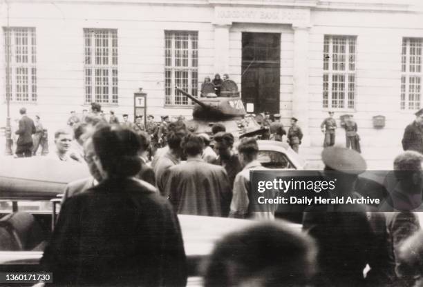 Tanks still on guard in Poznan, Poland, 1956. 1st July 1956