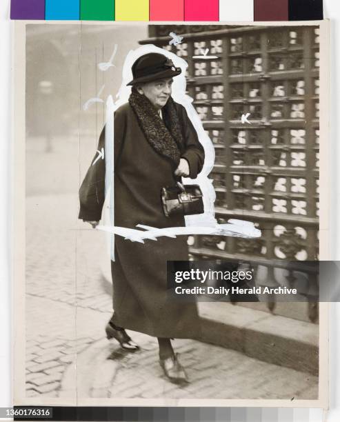 Eleanor Rathbone MP walking down the street, London, 22 October 1935. British feminist and social reformer Eleanor Rathbone walking down the street...