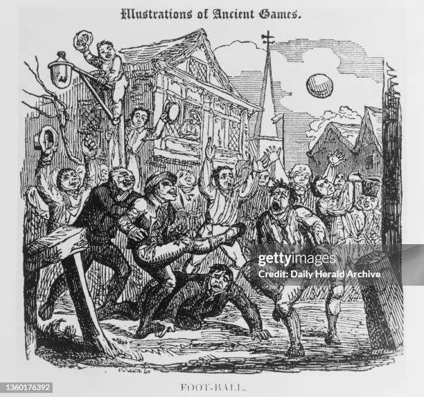 Cartoon illustration of Foot-Ball, used in the Circulator of Useful Knowledge in 1825