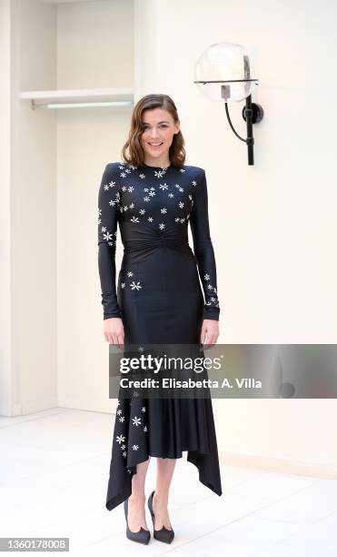 Marta Nieto attends the photocall of the movie "Lasciarsi Un Giorno A Roma" at Le Meridien Visconti Hotel on December 21, 2021 in Rome, Italy.