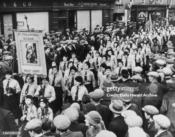 Girl Blue Shirts on the march, Republic of Ireland, 30 January 1934. The Blue Shirts were an Irish fascist movement founded by the former Irish...