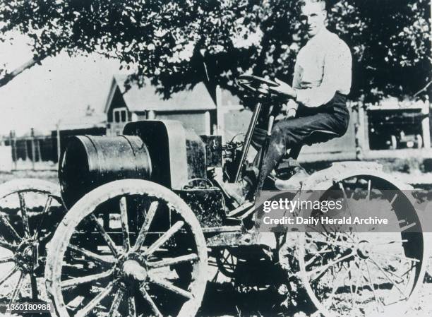 Henry Ford, American automobile engineer and manufacturer, 1908. Henry Ford founded the Ford Motor Company in 1903. He pioneered modern 'assembly...