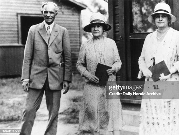 Henry Ford with his wife Clara, circa 1920. Henry Ford with his wife Clara Bryant , and another woman. Henry Ford founded the Ford Motor Company in...