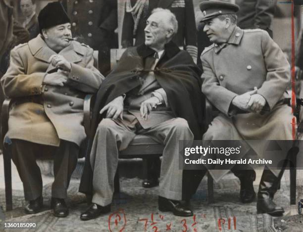 The Big Three Conference, February 14th, 1945. Photographs taken in the grounds of Livadia Palace, U. S. Headquarters, during the Three Power...