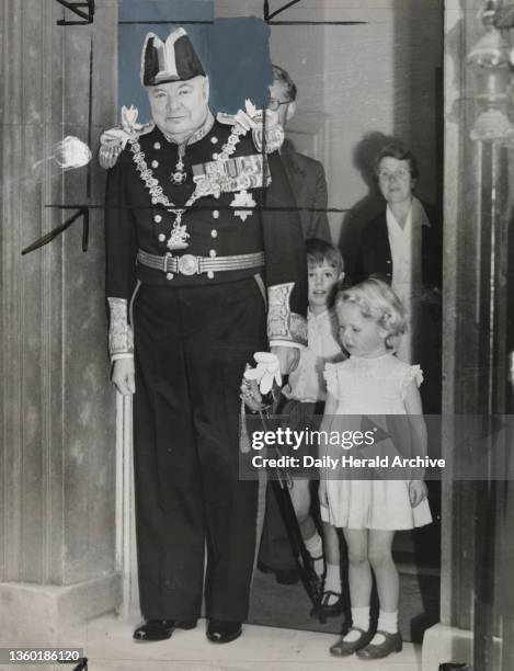 Winston Churchill, wearing 'Great George', leaves for the coronation of Her Majesty, Queen Elizabeth II. Prime Minister Sir Winston Churchill,...