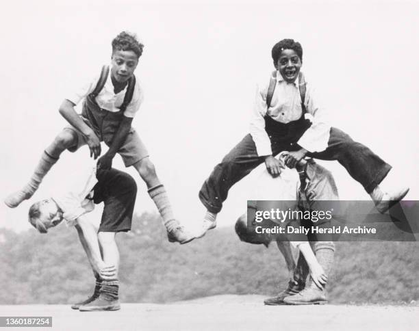 Leap Frog, 27 July 1933. Social & Economic Life: Holidays and Recreation, 1930s. A number of boys from the East London are spending a week at the...