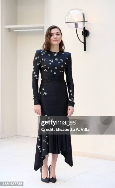 Marta Nieto attends the photocall of the movie "Lasciarsi Un Giorno A Roma" at Le Meridien Visconti Hotel on December 21, 2021 in Rome, Italy.