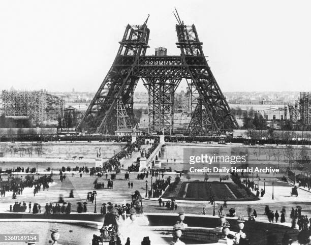 The Eiffel Tower under construction for the Paris Exposition, 1888.