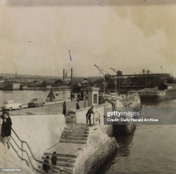 In Search of England , 1961. The Mayflower steps, Plymouth. Photograph by Fincher.