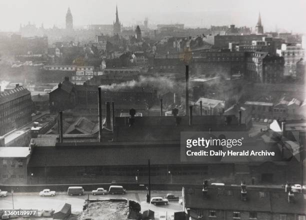 MPs Sleep Test, 1960. The view of the works where the noise comes from as seen from the bedroom in which Labour MP Mr Fred Mulley will stay tonight....