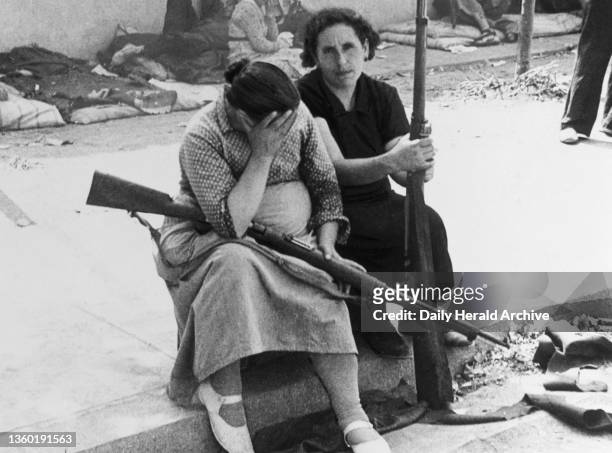 Women with their weapons in the streets of Barcelona during the Spanish Civil War, 1936