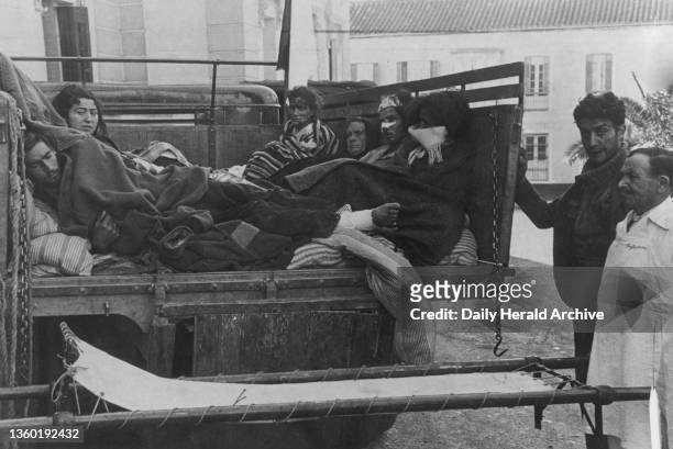 Wounded people were taken from a captured Government ship by the Insurgents and taken to the Miramar Hotel in Malaga which is now a hospital during...