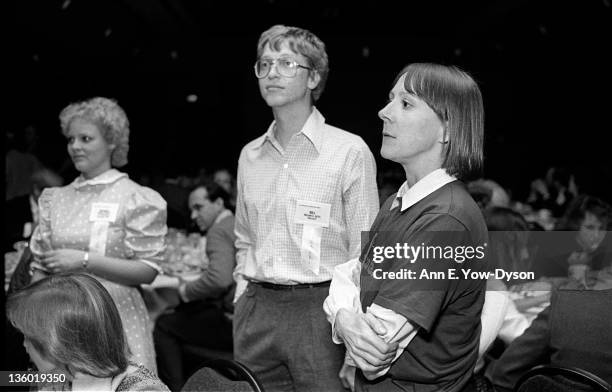 Attendees at the annual PC Forum, Phoenix, Arizona, February 5-8, 1984. Among those pictured are, standing from left, Michele Preston, from L.F....