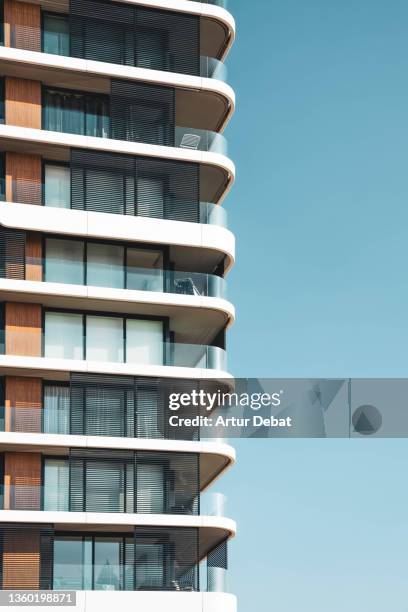 minimal architecture skyscraper with modern design. - hotel balcony stock-fotos und bilder