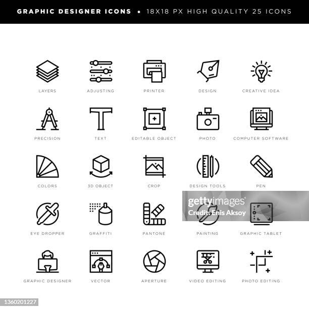 graphic designer icons - editing equipment stock illustrations