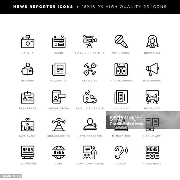 nachrichtenreporter-icons für kolumnist, interview, rundfunk, journalist etc. - interview icon stock-grafiken, -clipart, -cartoons und -symbole