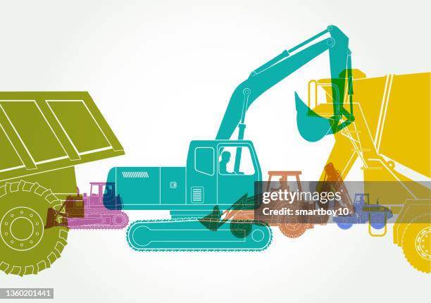 construction vehicles - construction workers break stock illustrations