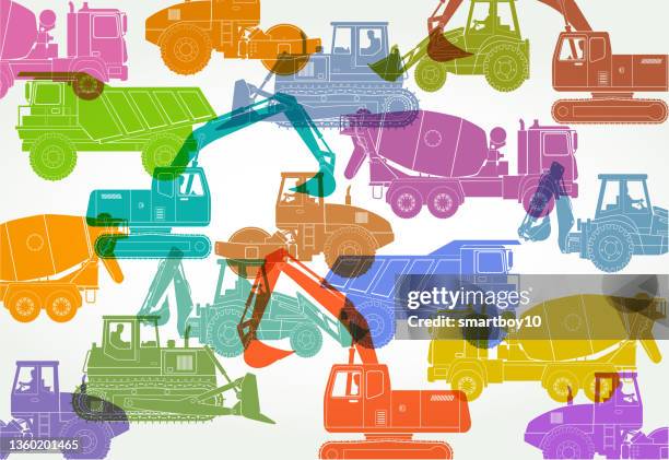 construction vehicles - construction workers break stock illustrations