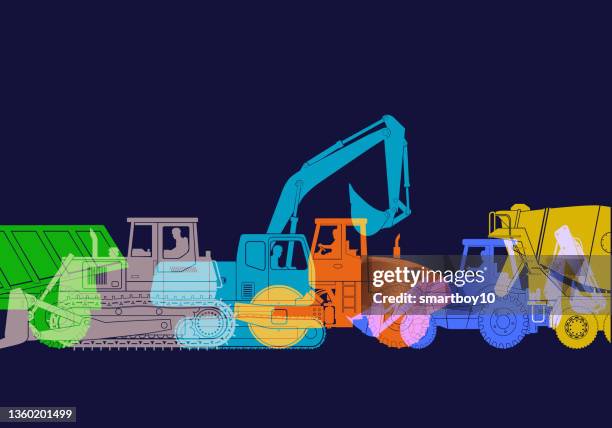 construction vehicles - construction workers break stock illustrations