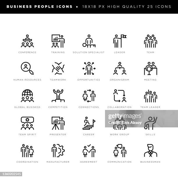 business people icons for teamwork, meeting, coordination, global business etc. - coordination stock illustrations