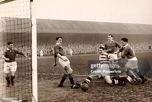 Glasgow Rangers goalkeeper Billy Ritchie is on the ground and Glasgow ...