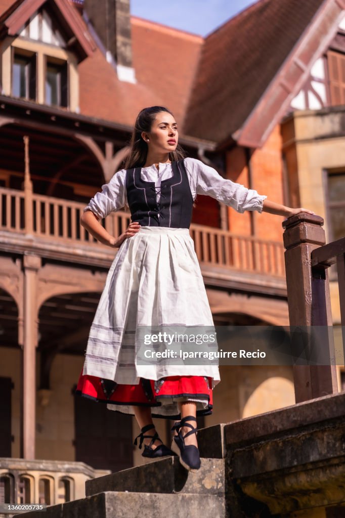 Basque Country Costumes Young Brunette With The Traditional Costume Of The Basque Country Dress ...
