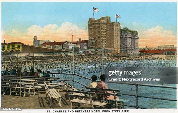 Vintage color historic souvenir photo postcard published circa 1921 as part of a series titled, 'Atlantic City, New Jersey, the World's Playground,'...