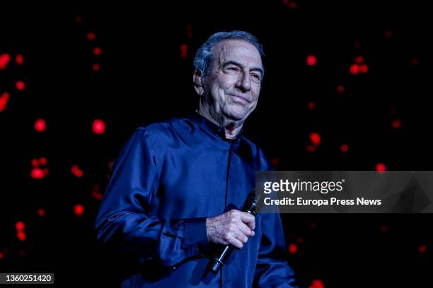 The singer Jose Luis Perales during a concert at the Wizink Center, on 21 December, 2021 in Madrid, Spain. Jose Luis Perales offers his last two...