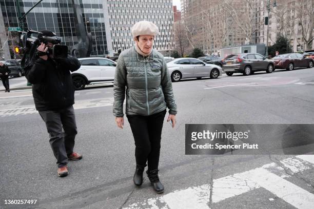 Isabel Maxwell, sister of Ghislaine Maxwell, enters the Thurgood Marshall United States Courthouse in Manhattan as the jury deliberates on December...