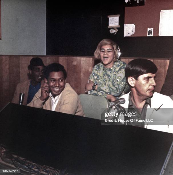 And B singer Etta and studio owner Rick Hall recording at Fame Studios circa 1967 in Muscle Shoals, Alabama.