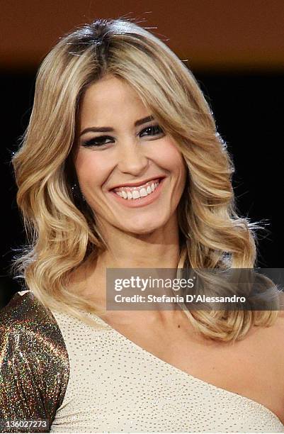 Elena Santarelli attends 'Kalispera' Italian TV Show on December 16, 2011 in Milan, Italy.