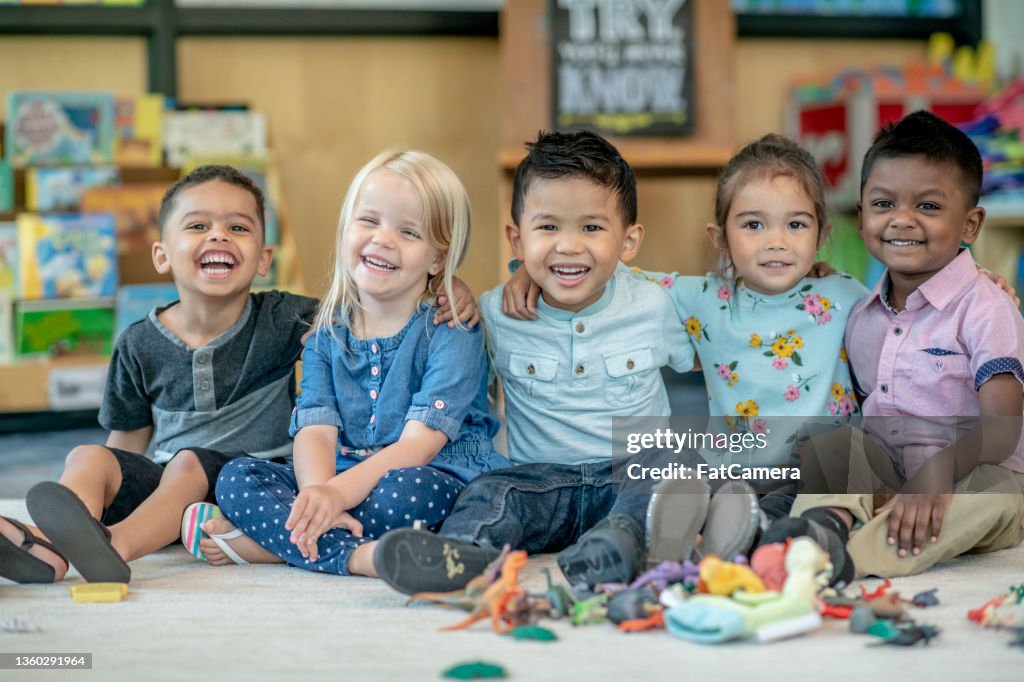 Group of Smiling Preschool Students