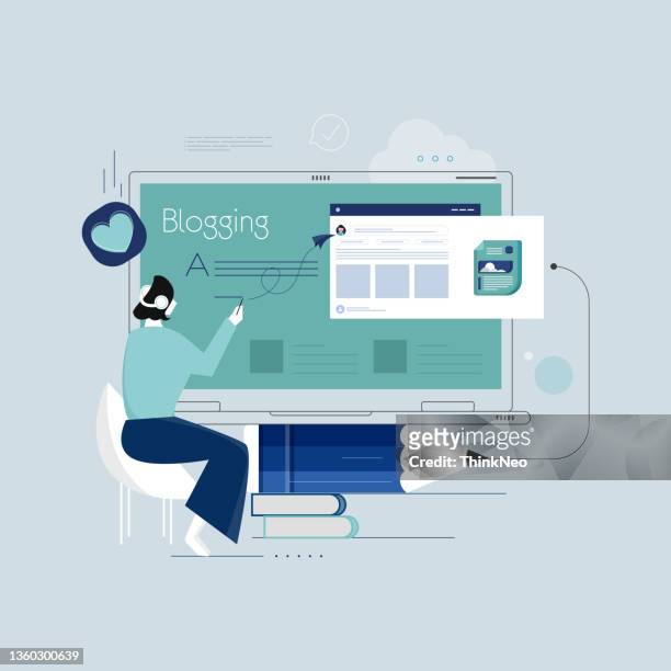 content marketing and blogging concept - blogging stock illustrations
