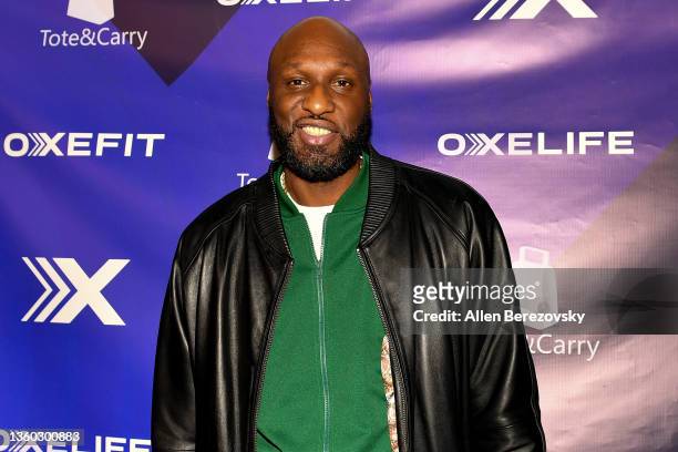 Lamar Odom attends OxeFit Mixer at the LA Lakers vs. Phoenix Suns NBA Game hosted by Magic Johnson and DJ D-Nice at Crypto.com Arena on December 21,...