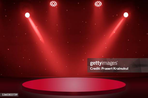 red stage background - winners podium imagens e fotografias de stock