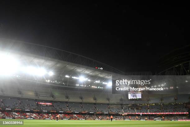 General view during the Men's Big Bash League match between the Melbourne Renegades and the Perth Scorchers at Marvel Stadium, on December 22 in...