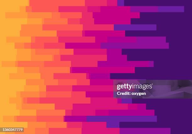 abstract yellow blue layered steps futuristic background blue orange abstract distorted background. glitch texture geometric square extrude - pixel art stockfoto's en -beelden