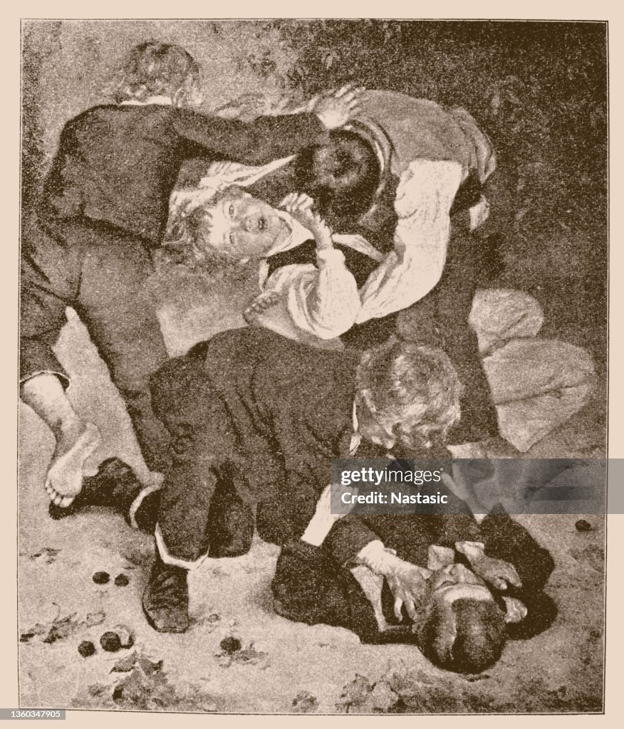 Humans Scuffle Scuffling Boys High-Res Vector Graphic - Getty Images