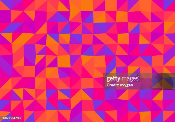 abstract geometric triangle vibrant shapes background. trendy purple yellow pink background - candy samples ストックフォトと画像