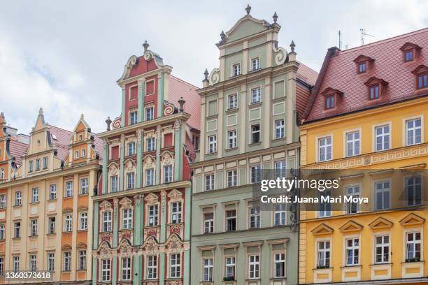 colorful buildings in wroclaw. poland. europe - wroclaw stock pictures, royalty-free photos & images