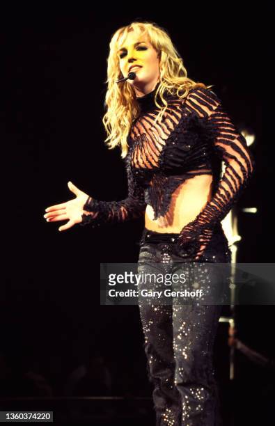 American Pop singer Britney Spears performs onstage, during her 'Dream Within a Dream' tour, at Continental Airlines Arena , East Rutherford, New...