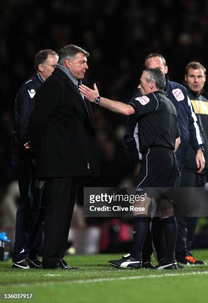 Sam Allardyce of West Ham United is sent to the stands by referee Scott Mathieson during the npower Championship match between West Ham United and...