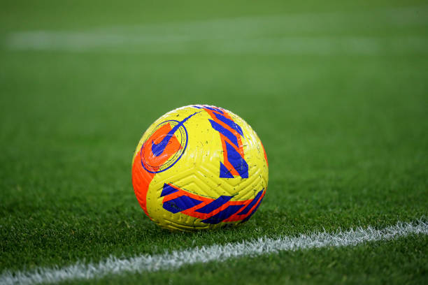 The official Nike ball of Serie A TIM 2021-2022 is seen before the Serie A match between Hellas Verona and ACF Fiorentina at Stadio Marcantonio...